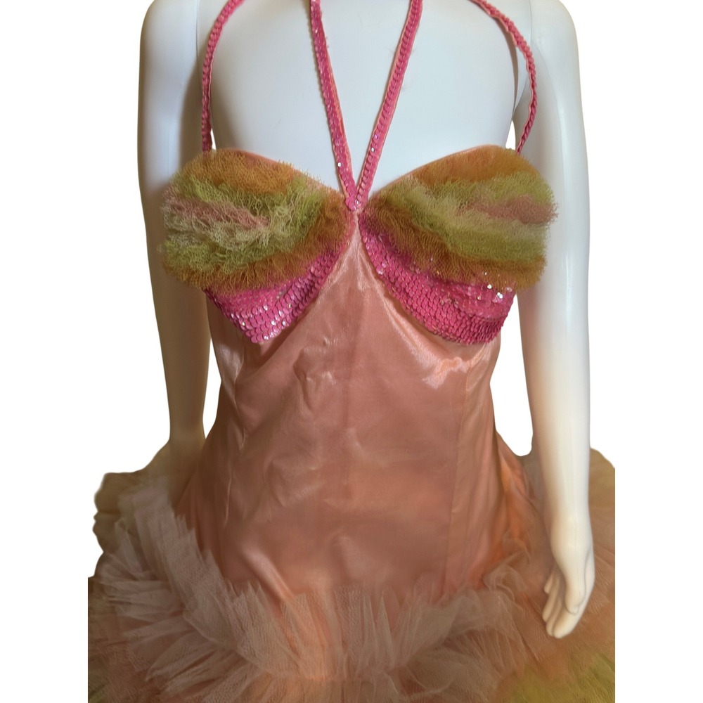 Vintage 1950s Girls Dance Costume Pink Satin Tulle Tutu & Headpiece 3 pc Set JS - Picture 6 of 16